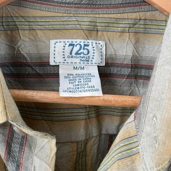 Vintage 725 Green Brown Stripe Buttondown Shirt - Picture 4 of 5